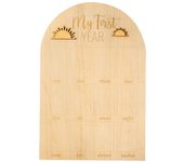 Wood Baby Milestone-Photo Frame Bear/Egg/Door Shape 12 Months Newborn Growth Record Album Hangable DIY Color