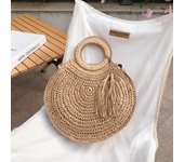 Summer Round Straw Bag Women Large Capacity Rattan Beach Bags Hot Tassel Handbag Bohemia Weave Totes Bag Travel Pouch