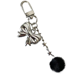 Vintage Metal Bowknot Keyring Y2K Silver Color Heart Bow Keychain Fashion Bag Pendant Backpack Hanging Accessories