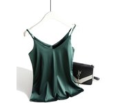 Spaghetti Strap Top Women Halter V Neck Basic White Cami Sleeveless Satin Silk Tank Tops Women'S Summer 2024 Camisole