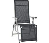 Tumbona de Jardín Plegable Sillón Silla de Playa Ajustable en 10 Posiciones con Respaldo Alto y Reposapiés Transpirable Carga Máx. 120 kg para Terraza Exterior 78x58x110 cm Negro