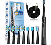 SEAGO- cepillo de dientes eléctrico sónico, cepillo electrico con 8 cabezas,5 modos y temporizador, IPX7 Impermeable, para viaja