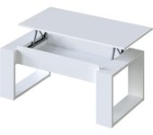 Habitdesign Mesa de Centro elevable Nova Color Roble Nodi y Blanco Artik salón Comedor Estilo nórdico 45-54x105x55 cm