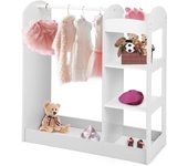 Perchero y 4 estantes, Organizador  Mara con Espejo Entero, Mueble  Almacenamiento  Dormitorio para niños, 93,5 x 38 x 100 cm