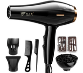 Secador de pelo 2200W, potente secador de pelo profesional, calentamiento rápido, ajuste frío y caliente, secador de aire iónico con colector de aire
