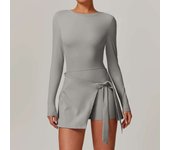 Women's backless Bailey suit, gym long sleeved Siamese sportswear, skirt, jumpsuit, yoga suit