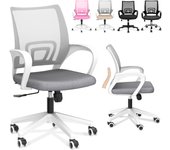 Escritorio Ergonomica - Silla Oficina con Apoyo Lumbar, Estructura de Plastico, Malla Transpirable, Ruedas Giratorias 360° Soporta hasta 120kg