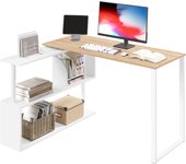 Escritorio en L con Estantes Giratorios, Mesa de Ordenador 120x50cm, Mesa de Trabajo, Escritorio Esquinero, Roble Claro