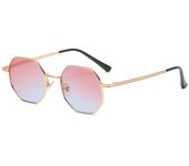 Gafas de sol poligonales retro con montura metálica para mujer, gafas de sol para hombre, gafas de sol con espejo Uv400