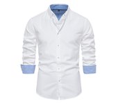 Men's Oxford cotton t, casual busine long sleeved t with buttons
