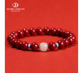 JD Natural Cinnabar Real Bead Bracelets Women Men Change Lucky Wealth Protection Hand String Pixiu Carved Vintage Bangles Gift