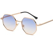 Gafas de sol poligonales retro con montura metálica para mujer, gafas de sol para hombre, gafas de sol con espejo Uv400