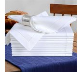 Set of 6 Cotton Cloth Dinner Napkin White Hemstitched Mitered Corners Perfect for Wedding Dinner Parties and Table Decorations