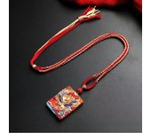 Authentic pendant with cinnabar painted thangka phoenix hanging, high content of siliceous sand, zodiac year, male and female