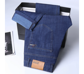 Ice silk thin denim men's straight leg cotton pants for spring and summer