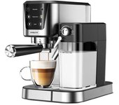 Máquina de café expreso y capuchino, máquina de café con leche de caldera doble de 20 bares con control táctil y pantalla digital de temperatura, compacta