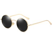 Nuevas gafas de sol polarizadas para hombre, gafas de sol de conducción con montura redonda pequeña de metal estilo punk retro para mujer