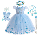 Vestido de princesa de lentejuelas de verano para niños, disfraz con estampado azul, vestido elegante de Reina de la nieve para niñas, regalo de cumpleaños para niños