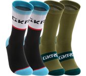 GKRQ 4 pares 2025 nuevos calcetines de ciclismo bicicleta enfermera compresión bicicleta de carretera correr Mtb hasta la rodilla deportes blancos marca divertida negro