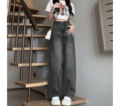 American Style Wide-leg Jeans Grey/black For Women New Autumn Low-waist Straight-leg Loose-fit Slimming Draped Floor Pants
