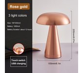 Lámpara de Noche con LED Recargable por USB de Mushroom Decoración de Habitación Lámpara de Mesa con 3 Colores Regulable