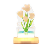 3D Tulip Night Light, USB Charging LED Nightlight Tulip Flower Table Lamp Bedside Table Lamp for Room Decoration A
