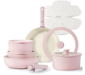 CAROTE Juego de Ollas y Sartenes, Juego de Utensilios de Cocina Antiadherentes con Mango Desmontable, 15pzas Juego de Utensilios de Cocina de Inducción Antiadherentes con Mango Desmontable, Juego de Utensilios de Cocina para RV, Apto para Horno
