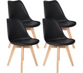 Comedor Nórdico, Sillas de Cocina Nórdicas con Patas de Madera Maciza de Haya y Asiento Acolchado y Tapizado, Respaldo Ergonómico