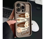 Funda de teléfono con bonito oso de dibujos animados para iPhone 11, 12, 13, 14, 15 Pro Max XR X XS 7, 8 Plus SE 2, funda mate suave de silicona a prueba de golpes