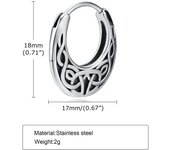 Vikings punk men's and boys' earrings, sainless seel HIES earrings wih vinage Celic knos, grea hip-hop sree jewelry