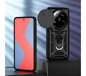 KEYSION Shockproof Armor Case for Xiaomi 14 Ultra 5G POCO C61 Slide Camera Protection Ring Stand Phone Back Cover for Redmi A3