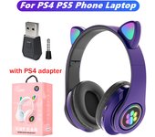 BLUEKAKA Cute Cat Bluetooth Headphone Wireless Headset Foldable Hifi Music Stereo Noise Cancel Earphone TF Card For Kids Gift