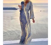 Vestido bohemio estampado con cuello en V para mujer, Vestido de primavera y verano