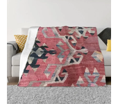 Vintage Turkish Kilim Blankets Warm Flannel Bohemian Geometric Diamond Tribal Ethnic Art Throw Blanket for Bed Travel Rug Piece
