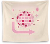 Preppy Tapestry, Trendy Retro Pink Disco Ball Aesthetic Tapestry Wall Hanging for Teen Girls Room Bedroom College Dorm, Disco Ball Decor, Pink Wall Decor, Preppy Room Decor