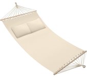 Hamaca, Hamaca Doble con Estructura, Asiento de Tela para Dos Personas con Soporte (Beige)