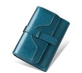 Cartera Retro de cuero de vaca con cera de aceite para mujer, carteras de cuero genuino