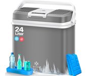 Nevera eléctrica portátil 24 litros | ENFRÍA y CALIENTA | Enfriador Termoeléctrica 12V y 230V | Mini Nevera para Auto y Camping | EEK A+++ | Incluye 2 acumuladores de frío