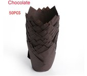 50Pcs Disposable Paper Cake Decoration Tools Mold Tulip Flower Chocolate Cupcake Wrapper Baking Cake Muffin Paper Cups