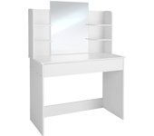 TecTake® tocador de Maquillaje con Espejo Grande, 3 estantes Abiertos, cajón Inferior, Compartimento Lateral, Gran Resistencia, Superficie Resistente, Espejo tocador, Mesa Maquillaje - Blanco