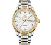 OLEVS Men's Watches Shiny DIamond Threaded Dial Original Quartz Wrist Watch for Man Waterproof Luminous Reloj Date Week Trend