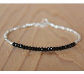 Black Tourmaline Bracelet with Karen Hill  October Birthstone Genuine Gemstone Beaded Crystal Bracelet Black Dainty Bracelet