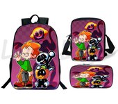3 Piece Set Angry Geometry Dash School Bags for Teenager Girls Canvas Women Backpack Boys Student Bookbag Pencil Case Handbags