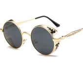 Gafas de sol polarizadas para mujer redondas de vapor punk, gafas de sol coloridas con montura grande y cara recortada