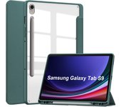 Smart Cover For Samsung Tab S9 Plus Case with Pen Holder Crystal Acrylic Hard Tablet Funda For Galaxy Tab S9 Plus 12.4 SM-X810