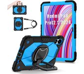 For Redmi 12.1 SE 8.7 Xiaomi Pad 7 Pro 11.2 2024 360 Rotating Heavy Armor Red Tablet Case Silicone Shockproof Cover