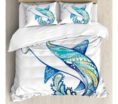 Shark Sea Wavy Teeth Mouth Printed Comfort Duvet Pillow Case Home Textile Quilt Cover Boy Kid Teen Girl 3pcs Bedding Set
