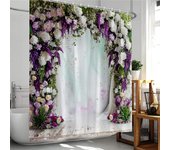 Floral Plants Shower Curtain Pink Roses Green Leaf Vines Botanical Home Decor for Bathroom Polyester Bathtub Curtains Cloth