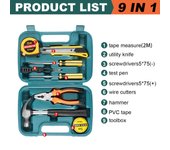 8/9/12/13Piece Tools Set General House hold Hand Tool Kit with Plastic Toolbox Storage Case Used to Car repair And home Repair