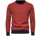Suéter de algodón empalmado para hombres, suéter de cuello redondo casual cálido, suéter de punto de alta calidad, suéter de moda de invierno